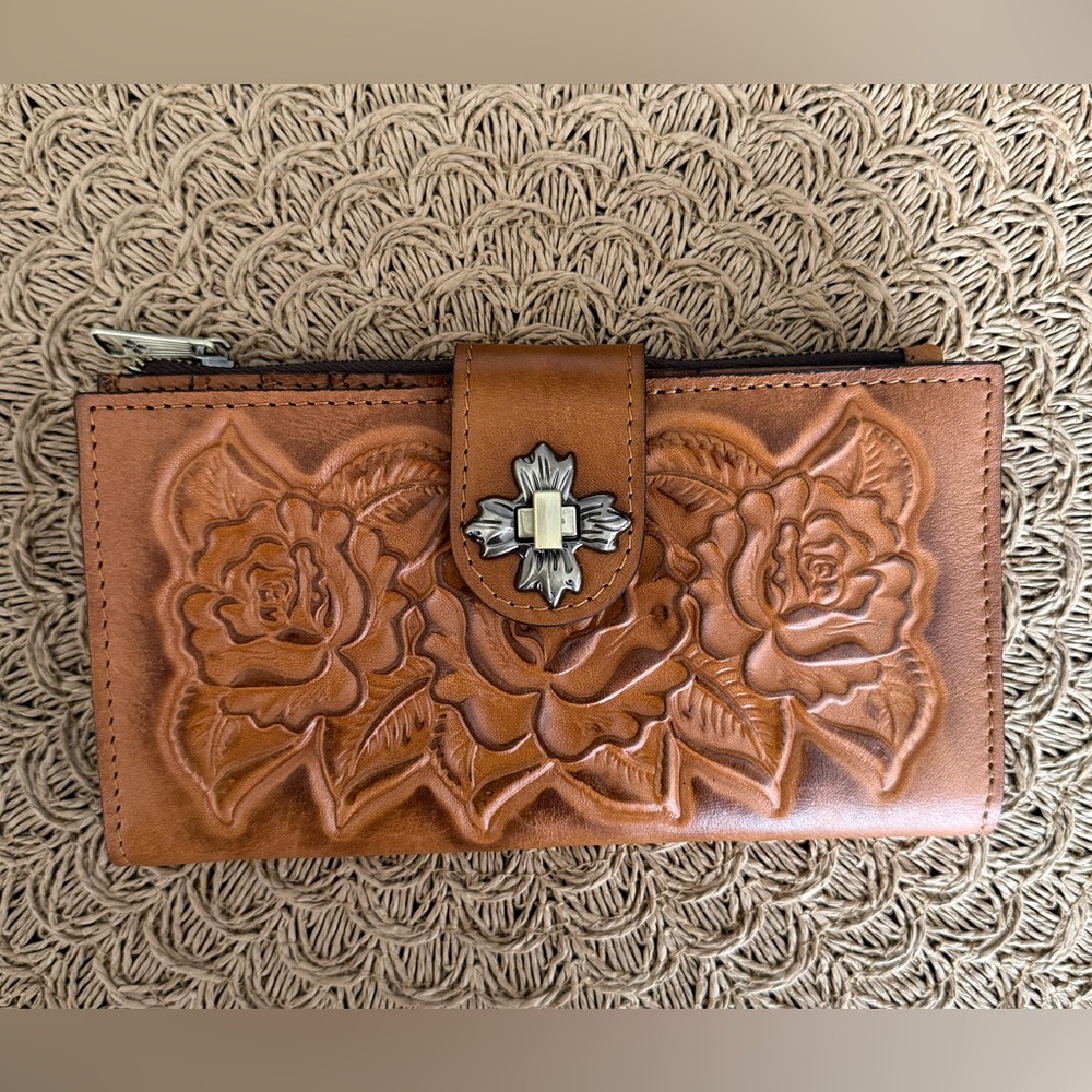 Patricia nash Brown Embossed Leather Wallet